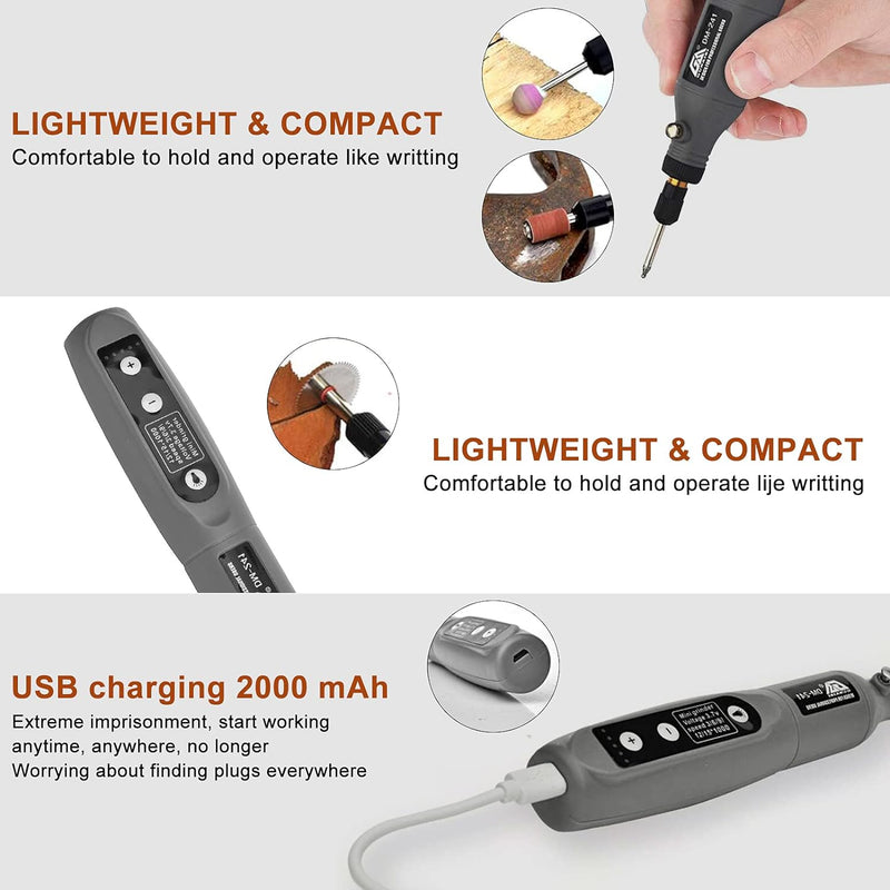 Mini Rotationswerkzeug USB-Akku-Rotationsbohrer mit variabler Geschwindigkeit, Mehrzweckschleifmasch