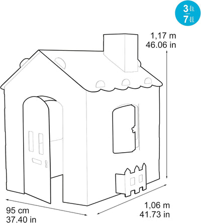 FEBER - Carton House, grosses Spielhaus aus Karton für Kinder, zum Bemalen, Ausmalen und Spielen, mi