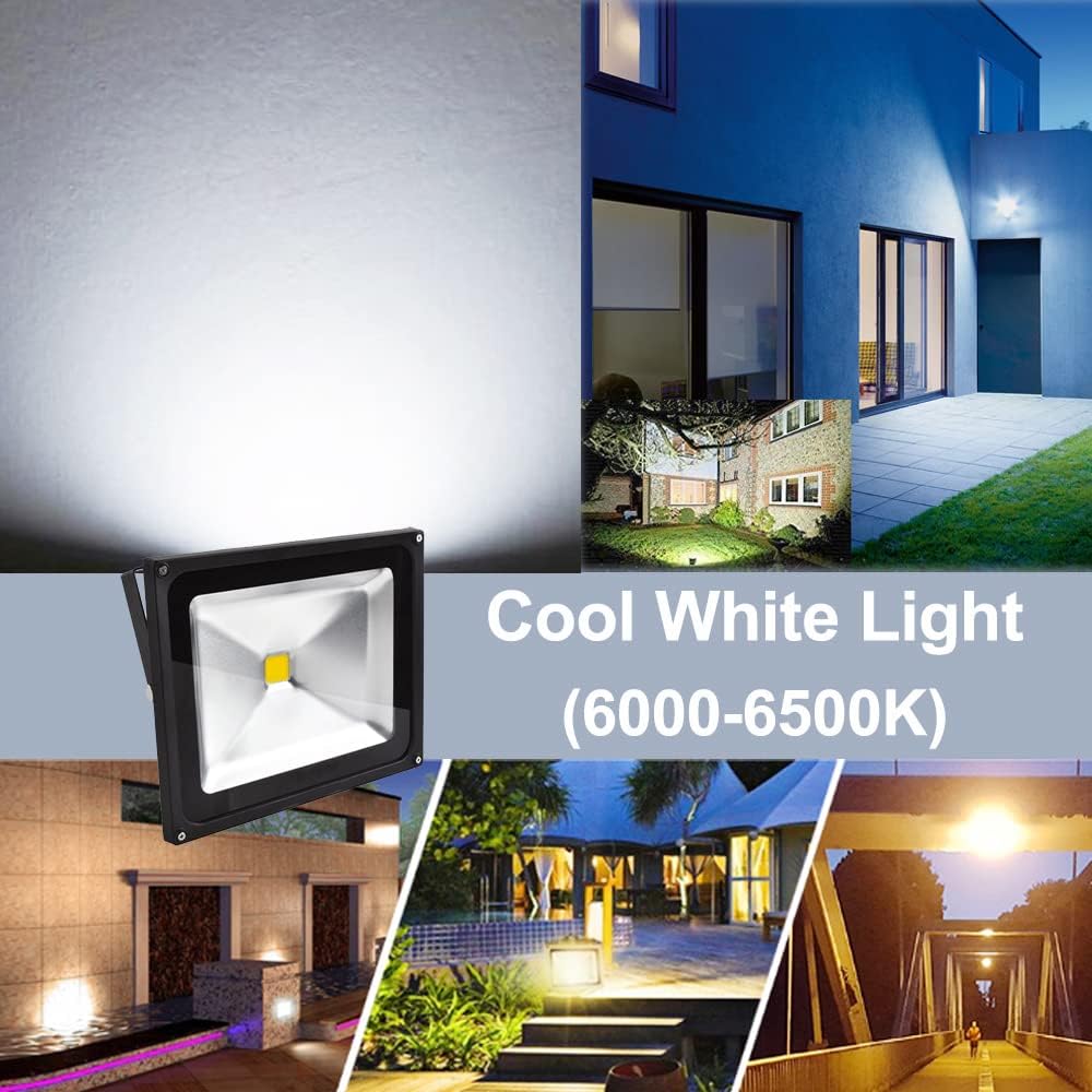 5x 50W LED Fluter Strahler Gartenlampe Kaltweiss Licht mit Silbergrau Aluminium Gehäuse Wasserdicht