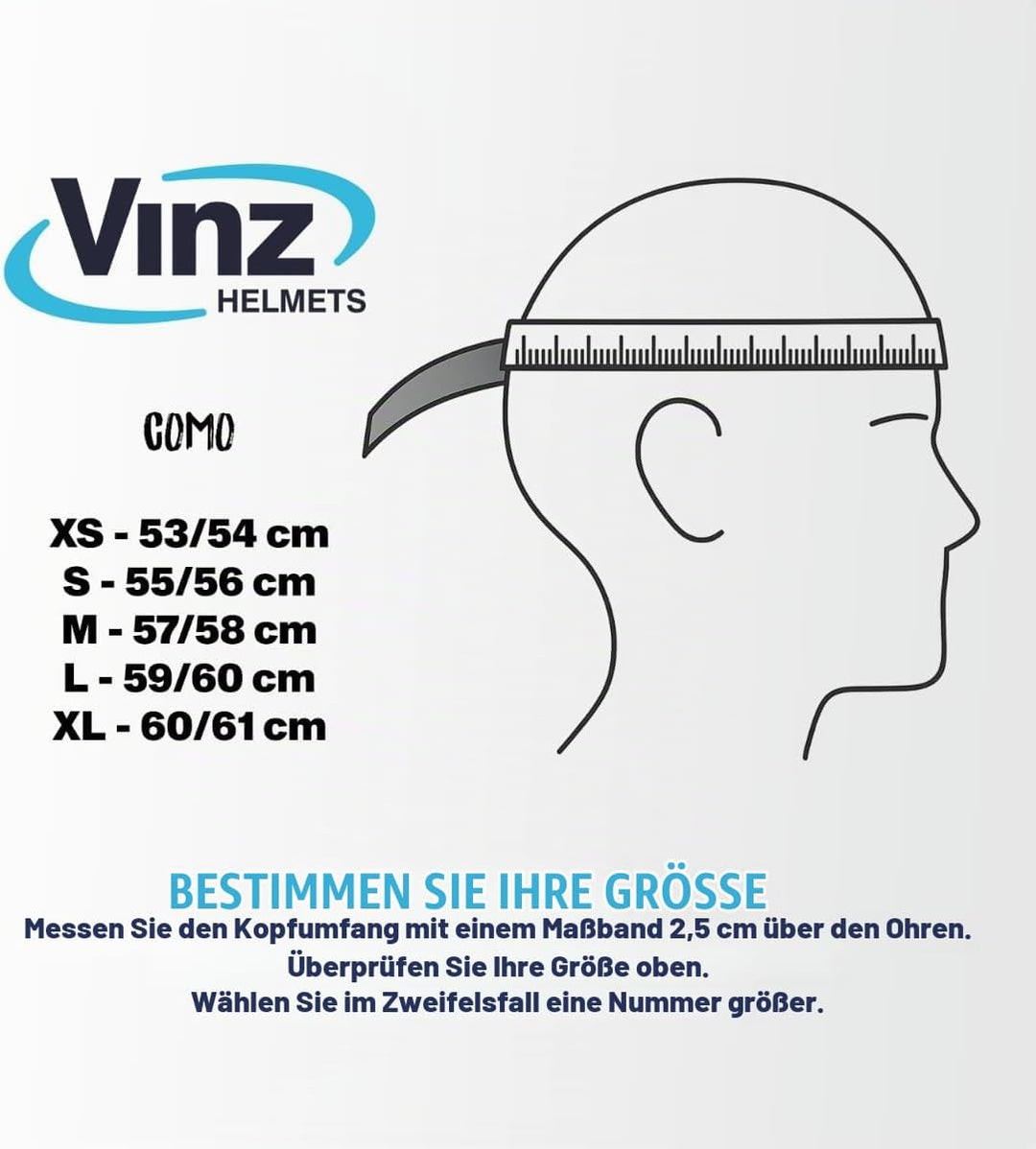 VINZ Como Jethelm mit Visier Herren und Damen | in Gr. XS-XL | Roller Helm Jet Helm Mopedhelm | ECE