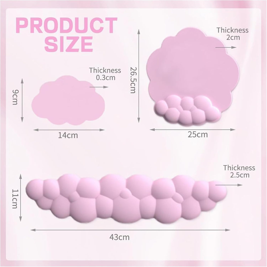 Delmkin Wolken Mauspad mit Handgelenkauflage Set Ergonomisch Mousepad Handgelenkstütze Tastatur Hand