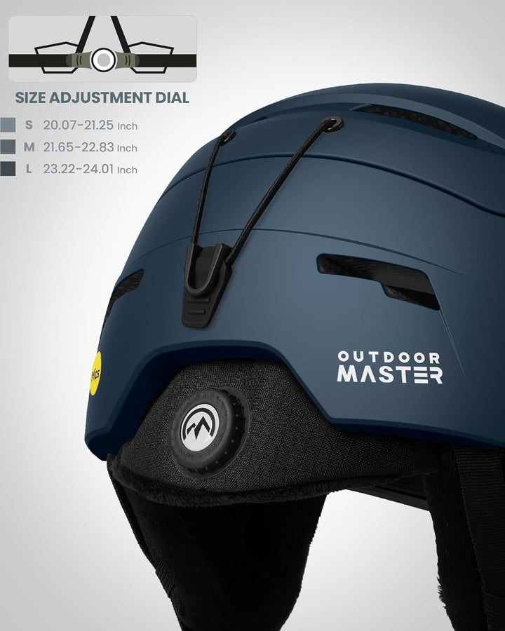 OutdoorMaster ELK MIPS Skihelm - Schneesporthelm Snowboardhelm für Männer Frauen & Jugend Dunkelblau