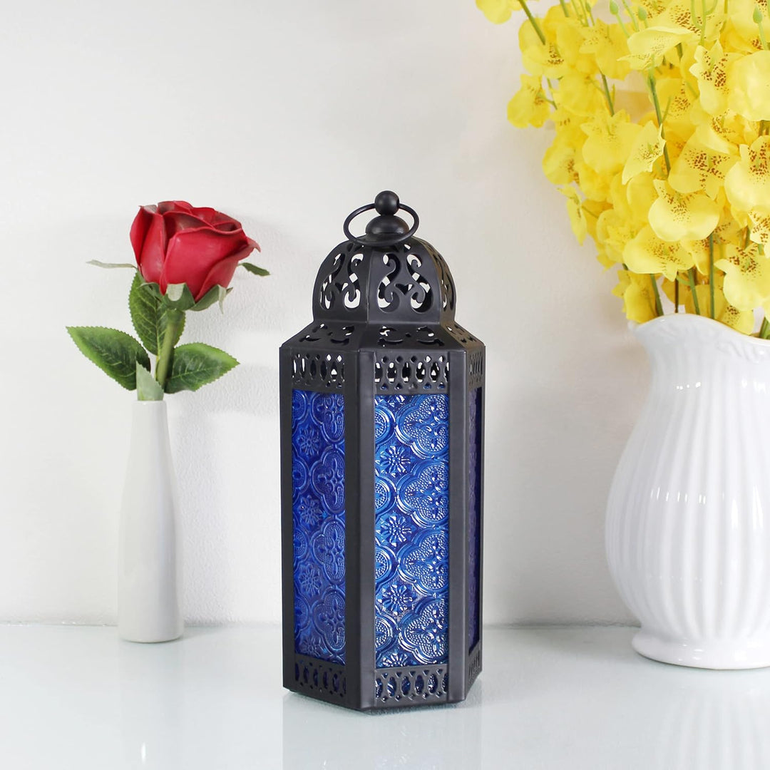 CVHOMEDECO. Dekorative Kerzenlaterne, marokkanische Laternen, Vintage-Stil, schwarzes Metall, Latern