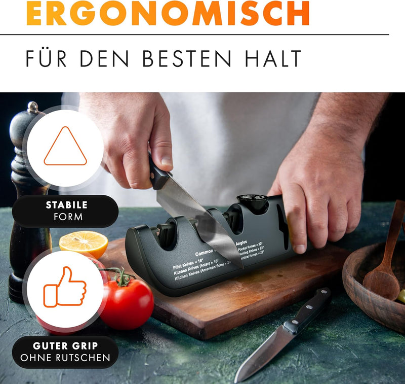 AUSTEIN® QuickSharp Messerschärfer 4 in 1, Messerschleifer, Messer schärfen und schleifen wie die Pr