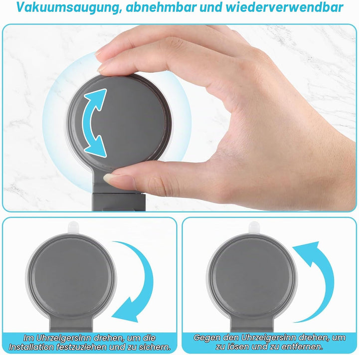 Handtuchhalter Ohne Bohren, 180° Schwenkbar 3 Armig Handtuchstange, Saugnapf Typ Towel Holder, Alumi