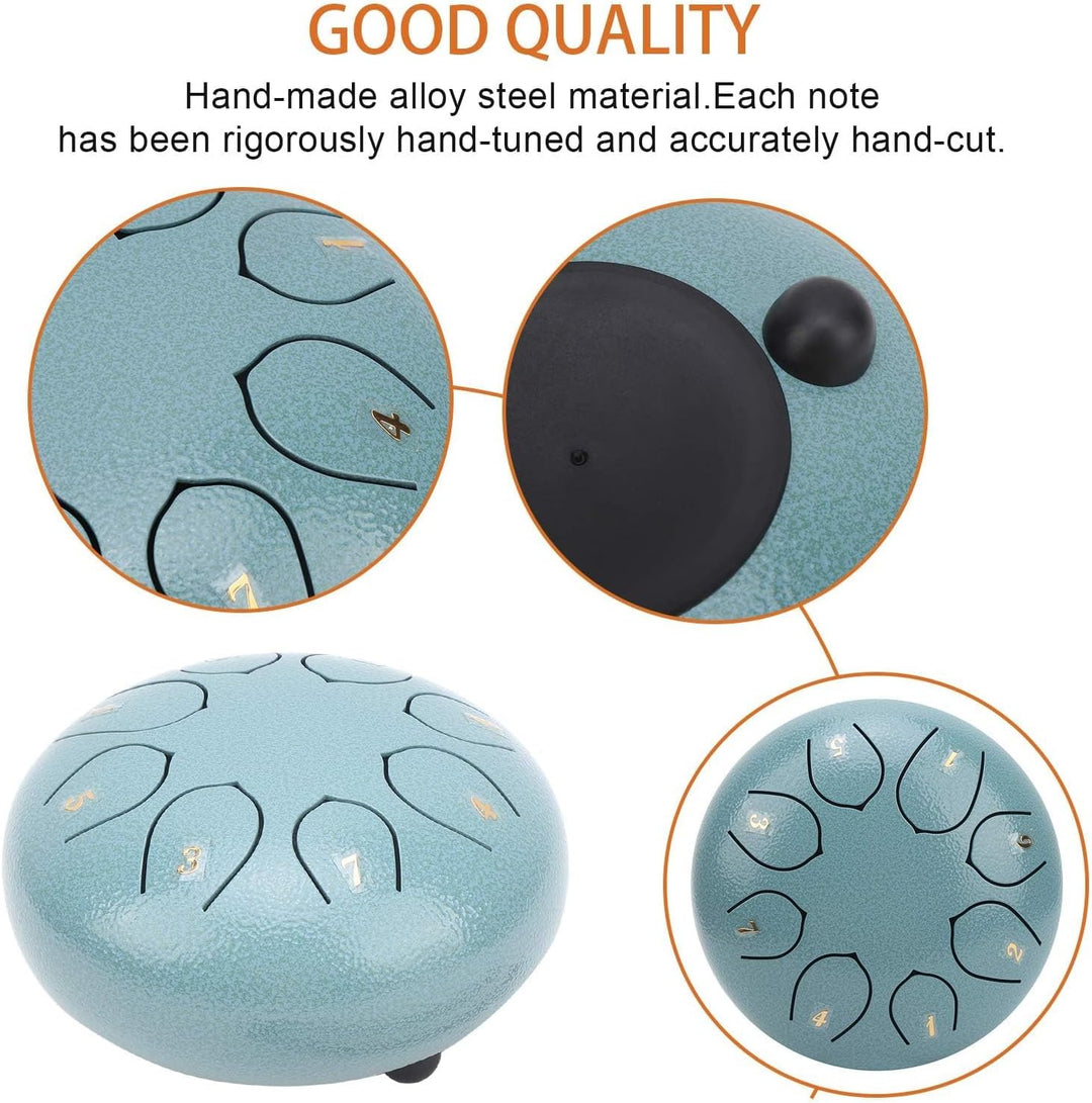 Steel Tongue Drum Kit, 6 Zoll 8 Note Tongue Drum für Kinder mit Schlägeln und Stofftasche für Yoga-M