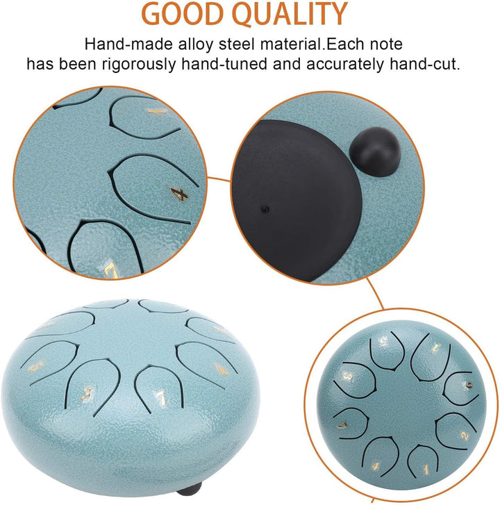 Steel Tongue Drum Kit, 6 Zoll 8 Note Tongue Drum für Kinder mit Schlägeln und Stofftasche für Yoga-M