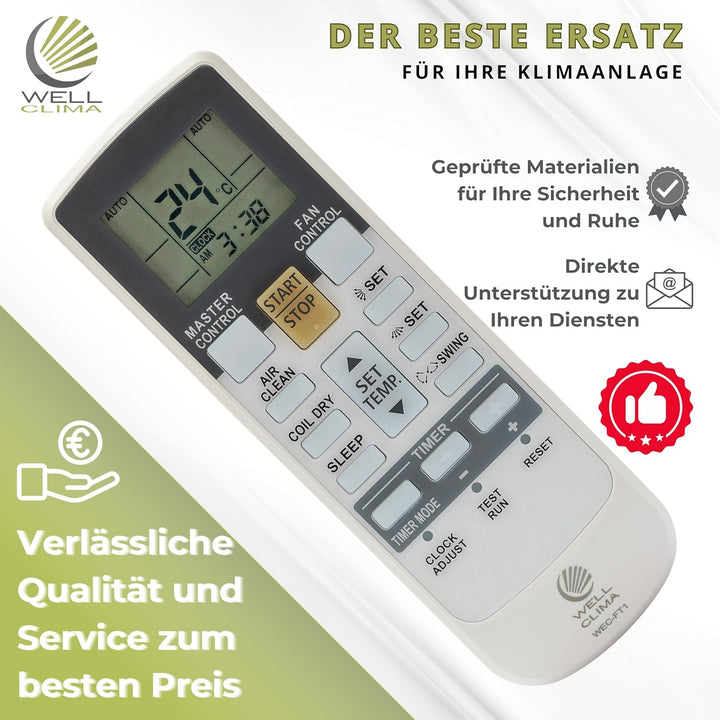 Wellclima WEC-FT1 Fernbedienung Kompatibel mit Fujitsu und General Klimaanlagen, Originaldesign, Erw