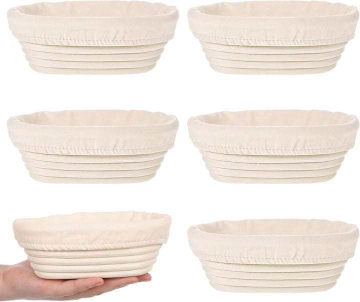 Gärkörbchen Oval aus 6 Stück, Mini Brot Backen mit Gärkörbchen Set, 6 Zoll Kleine Banneton Körbe, Zu