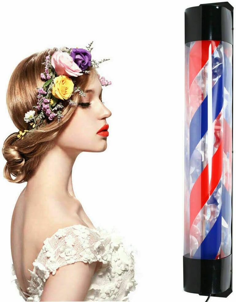 Barber Pole Light Streifen Rotierender LED Rot Weiss Blau Hair Sign Licht Friseursalon 36" für Frise