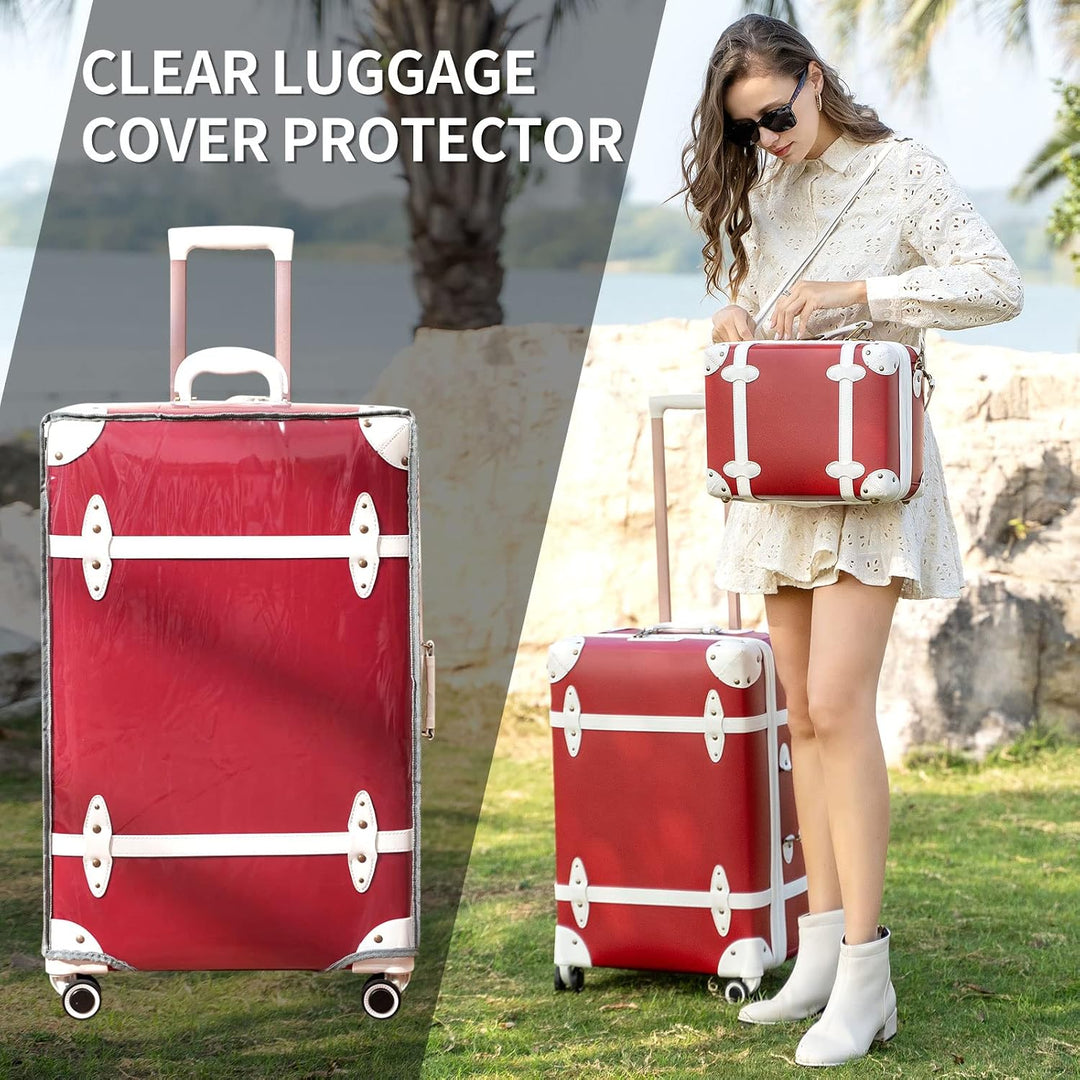 Urecity Vintage Reisekoffer Set 2 Teilig Leicht Retro Lederkoffer Hartschale Trolley Handgepäck Sets