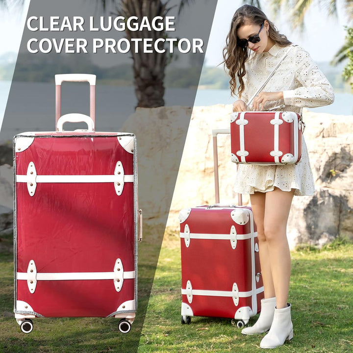 Urecity Vintage Reisekoffer Set 2 Teilig Leicht Retro Lederkoffer Hartschale Trolley Handgepäck Sets