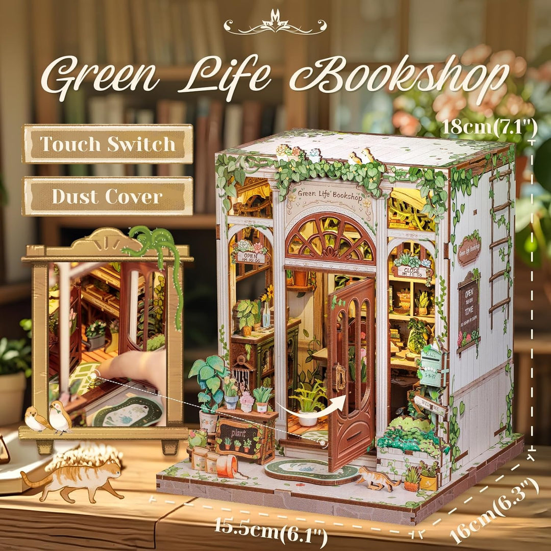 CUTEBEE Book Nook Kit – DIY Puppenhaus Häuser, Miniatur Haus Selber Bauen für Erwachsene, 3D-Holzpuz