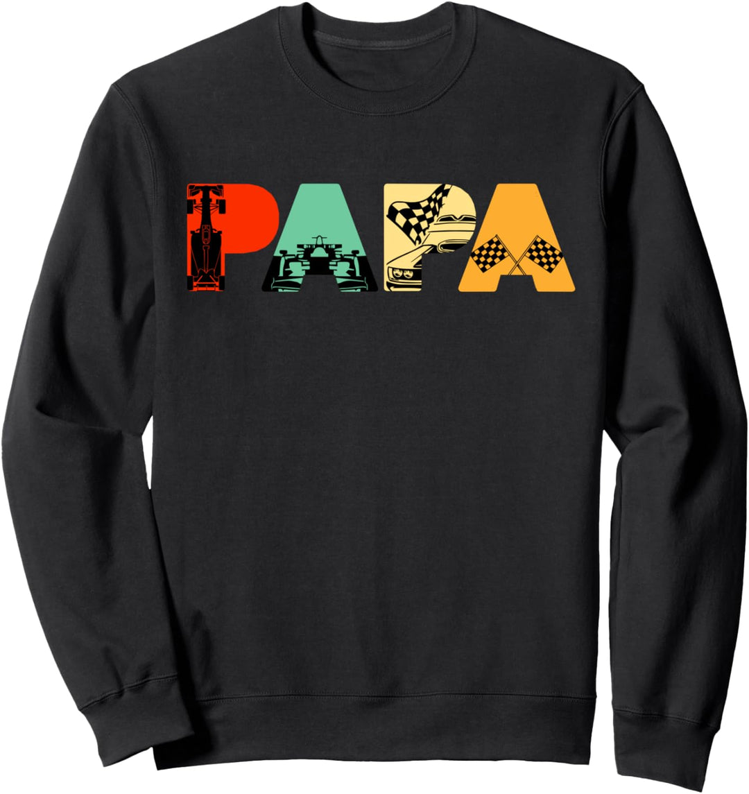 Retro Auto Racer Papa, Lustige Vintage Papa Auto Racer Sweatshirt