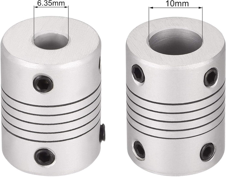 sourcing map 5Stk. 6.35mm zu 10mm Aluminiumlegierung Stab Flexibel Kupplung Motorsteckerverbindung L