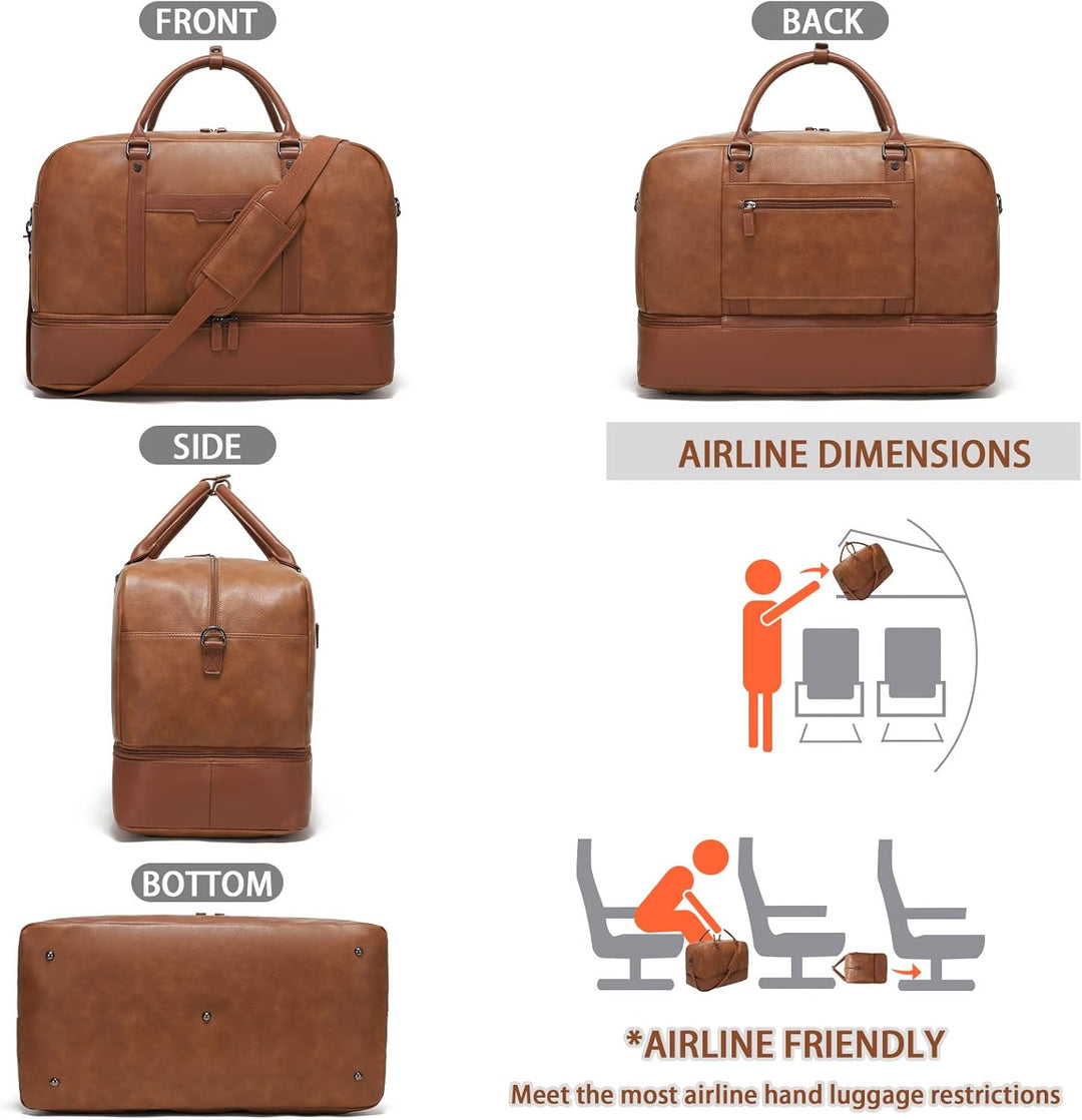 Wogarl Weekender Tasche für Damen Herren Grosse Übernachtungstasche Reisetasche Seesack, Helles Brau