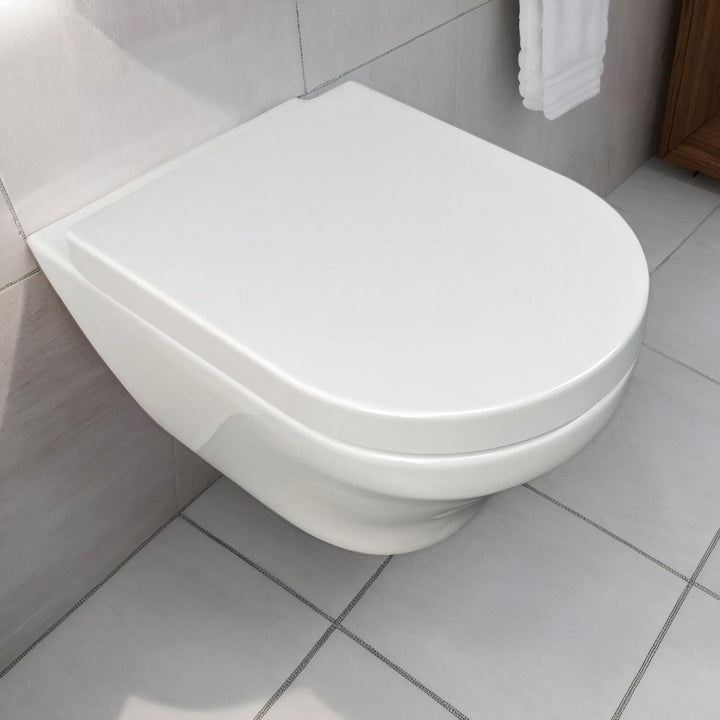 WC-Sitz mit Absenkautomatik & Quick-Release Weiss D form antibakterieller toilettendeckel aus Urea-D