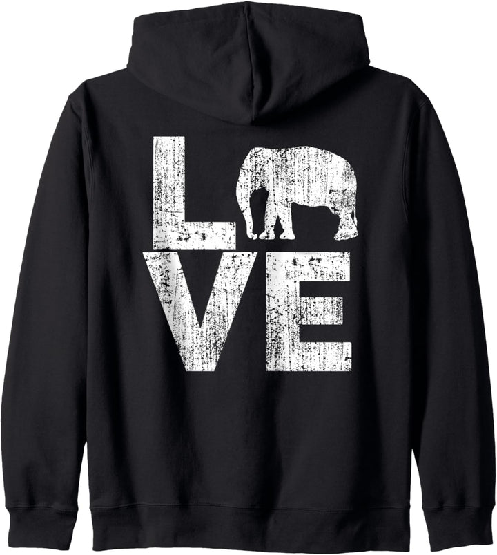 Kapuzenpullover mit Aufdruck "I Love Elephants" Kapuzenjacke