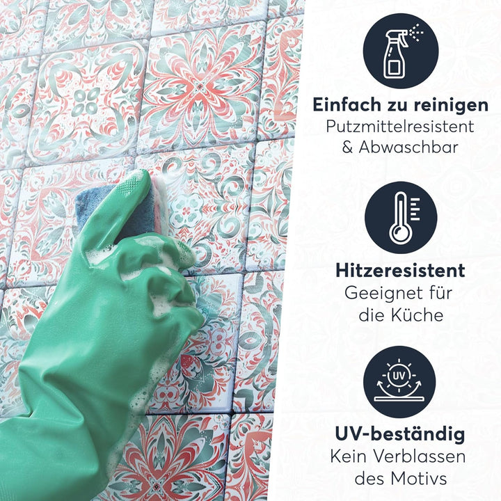 Sticker-Fliesen Dekor I Fliesen-Klebefolie - selbsklebend - Fliesenspiegel aufpeppen I Kachel-Aufkle
