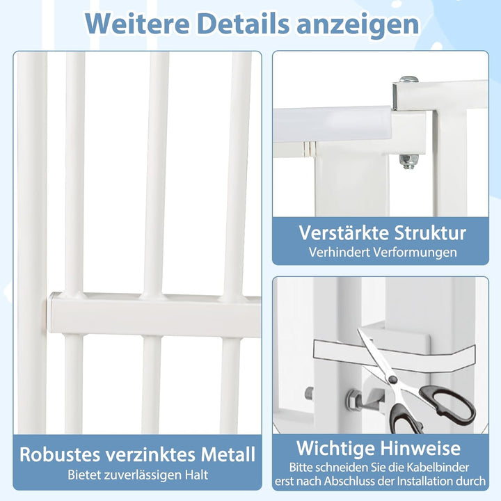 GYMAX extra hohes Haustiergitter, Türgitter Hunde mit Verriegelbarer Katzenklappe, 2 Verlängerungsse