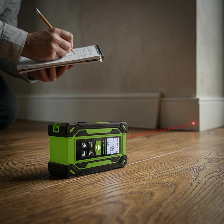 Huepar 4 in 1 Digitales Massband Entfernungsmesser mit Laser und Dual HD Display, 60 m lasermessgerä