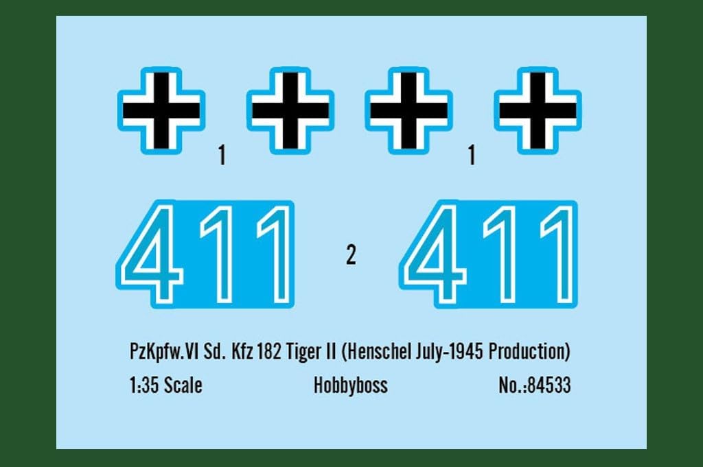 Hobby Boss 084533 1/35 Pz.Kpfw. VI Sd.Kfz. 181,Tiger II Henschel-Turm Modellbausatz, Modellbauzubehö