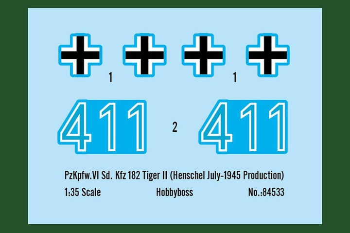 Hobby Boss 084533 1/35 Pz.Kpfw. VI Sd.Kfz. 181,Tiger II Henschel-Turm Modellbausatz, Modellbauzubehö