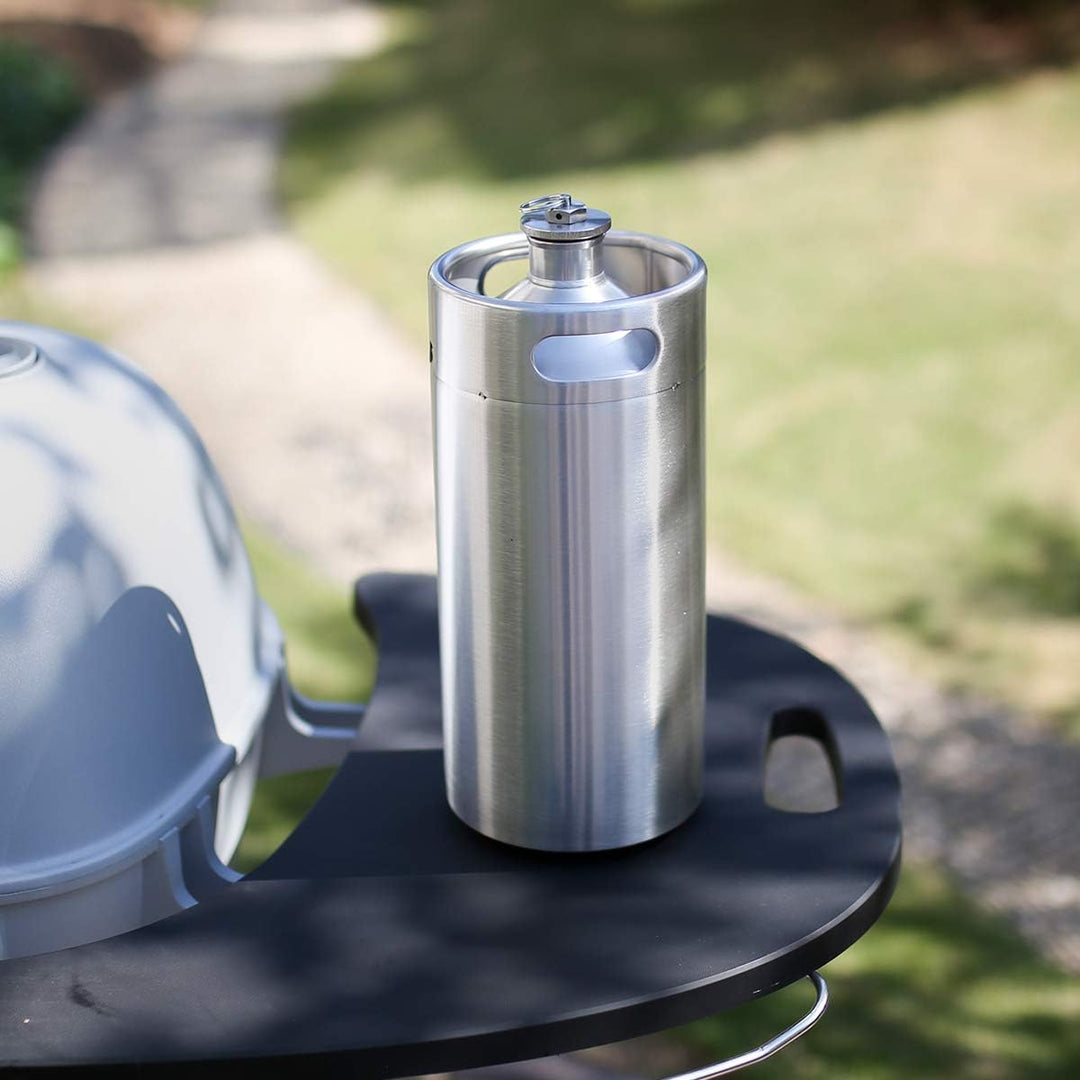 TMCRAFT 4 Liter Mini Growler Keg, tragbares Edelstahl-Bierfass mit sechskantem Spiraldeckel für Haus