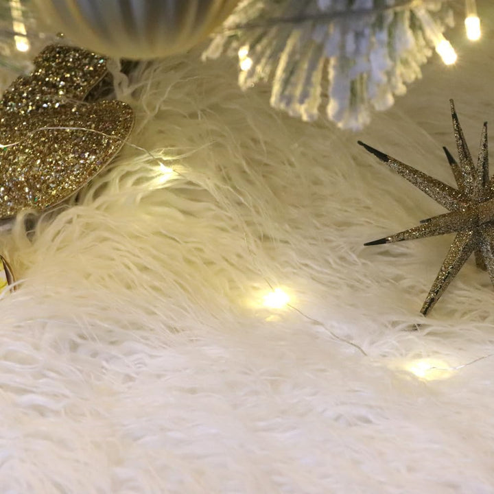Woolous Weihnachtsbaum Rock Decke 95 cm Weihnachtsbaumdecke Aus Künstlicher Mongolischer Schafwolle