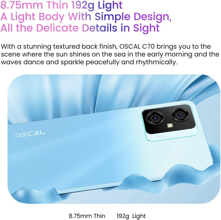 OSCAL C70 Android 12 Handy Ohne Vertrag, Octa-Core 10GB+128GB (2TB TF-Erweiterung), 50MP+8MP Kamera,