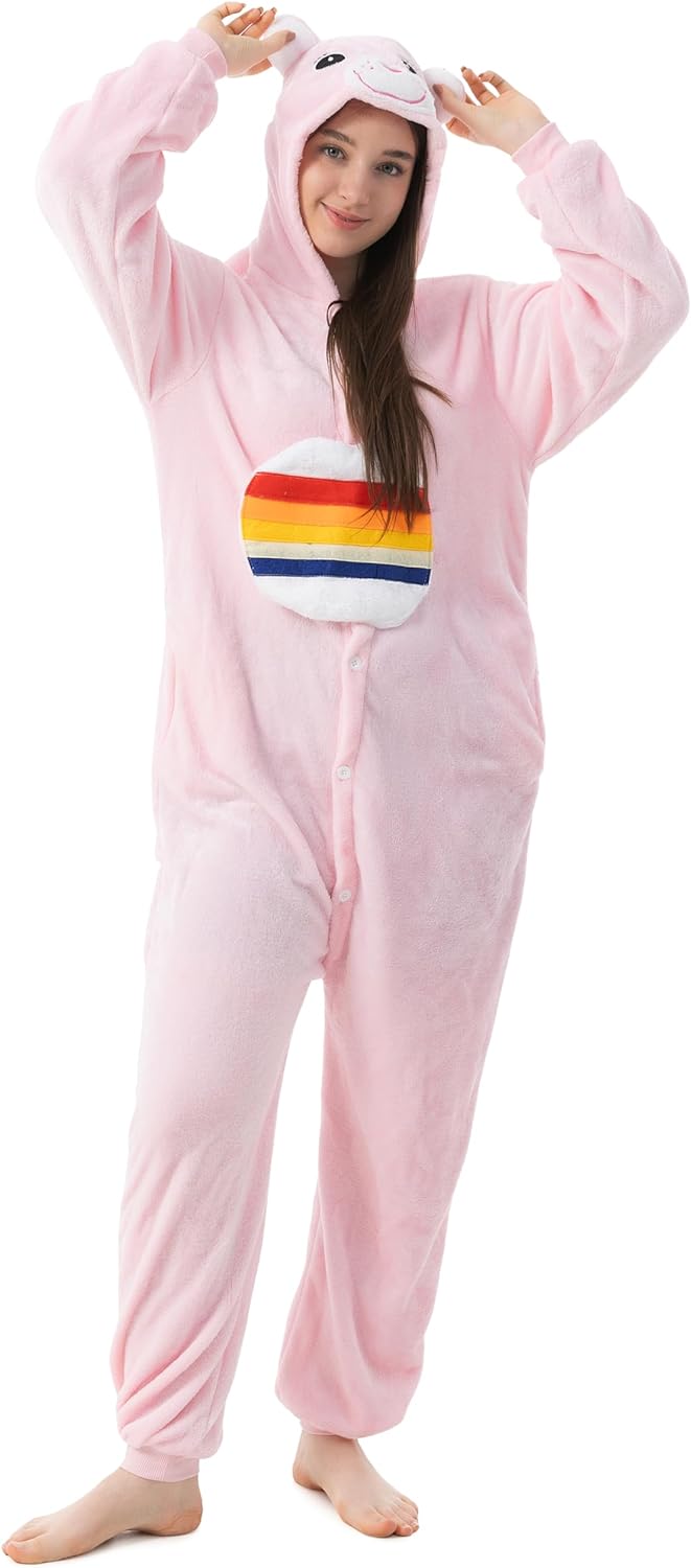 Katara 1744 Glücksbärchis Onesie Regenbogen-Kostüm, Tiere, Party, Karnevals-Kostüm in Pink, Verkleid