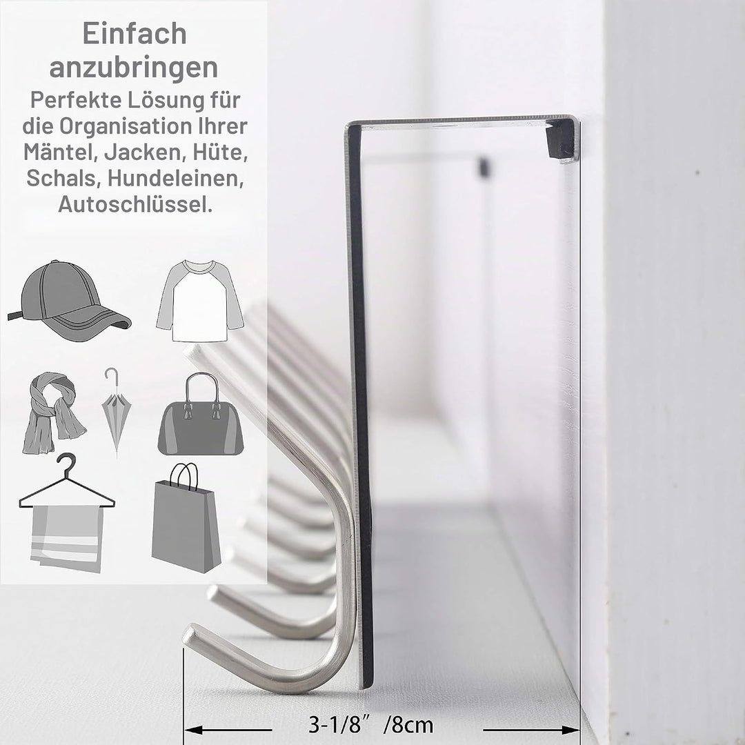 WEBI Türhaken zum Einhängen,Türgarderobe mit 6 Haken,Türaufhänger,Kleiderhaken Tür,Haken Tür,Türhake