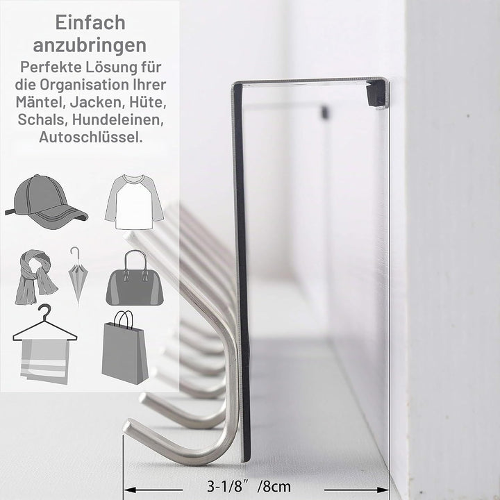 WEBI Türhaken zum Einhängen,Türgarderobe mit 6 Haken,Türaufhänger,Kleiderhaken Tür,Haken Tür,Türhake