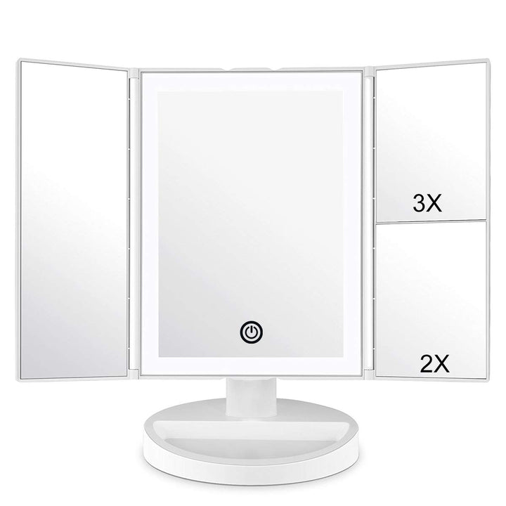 WEILY Schminkspiegel mit LED-Beleuchtung und Touchscreen, Vergrösserung 1X/2X/3X, Drehung um 180 °,