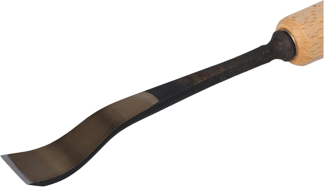 STUBAI Stemmeisen Stechbeitel Serie 52 - Form 21 | Gekröpftes Balleisen, Breite 16 mm, mit Holzgriff