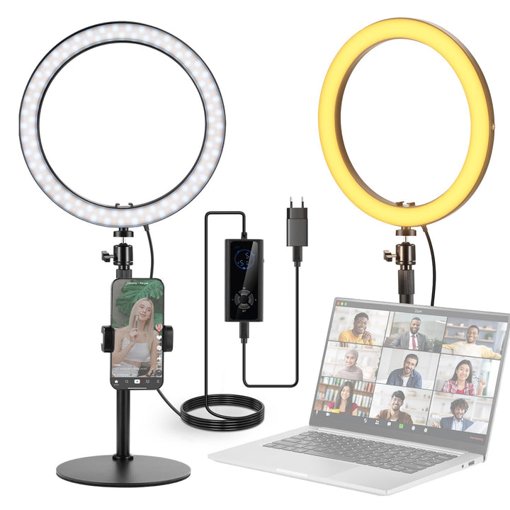 NEEWER 12" 24W Hochleistungs Desktop Ringlicht mit Stativ/Handyhalterung, LED Konferenz Selfie Licht