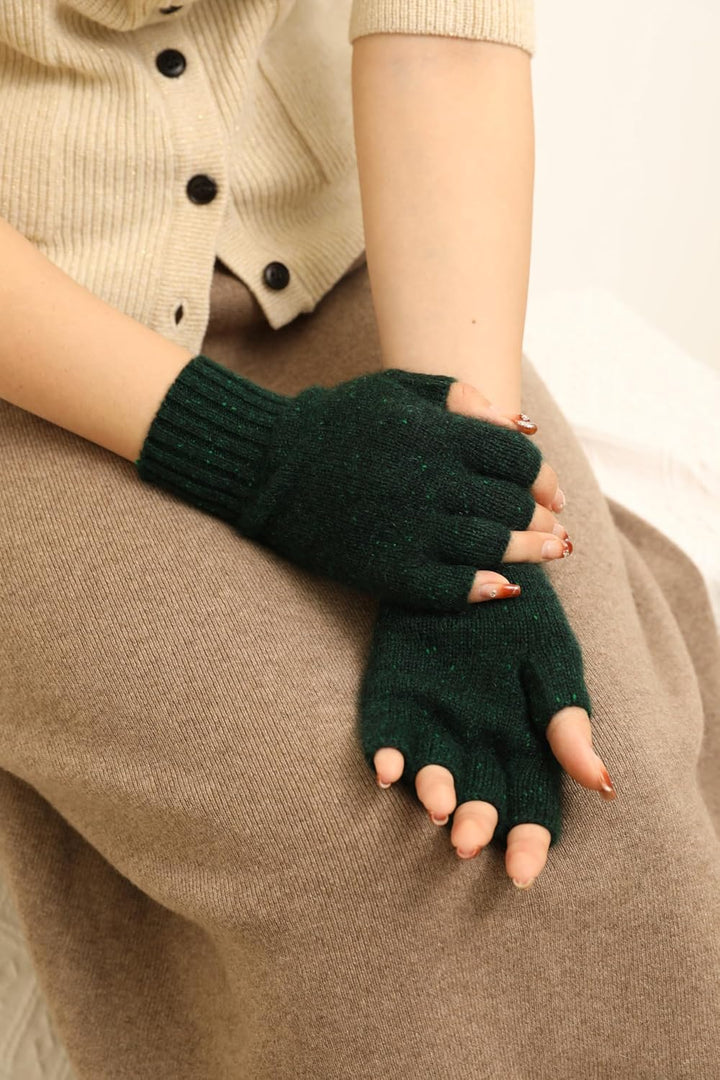 Prettystern Damen Herren Kaschmir-Wolle Halbfinger kurzfinger-handschuhe Handschuhe Handstulpen für