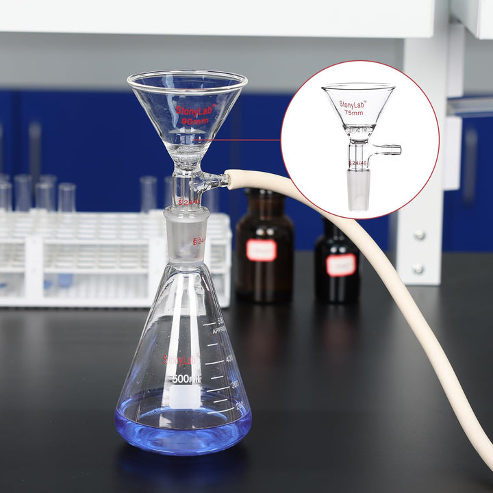 stonylab Glas Filter Trichter Borosilikatglas filter Trichter mit 75 mm Oberem Aussenmass, 24/40 Inn