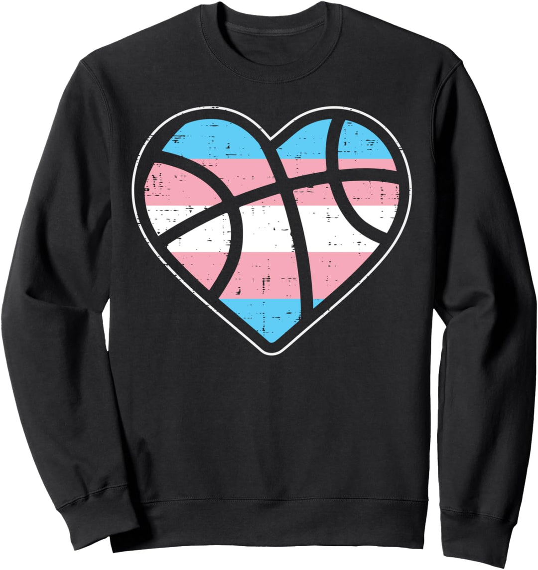 Basketball Heart Transgender Transsexual Trans Pride Flag Sweatshirt