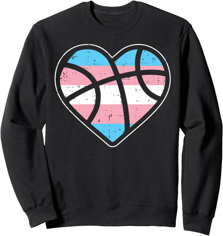 Basketball Heart Transgender Transsexual Trans Pride Flag Sweatshirt