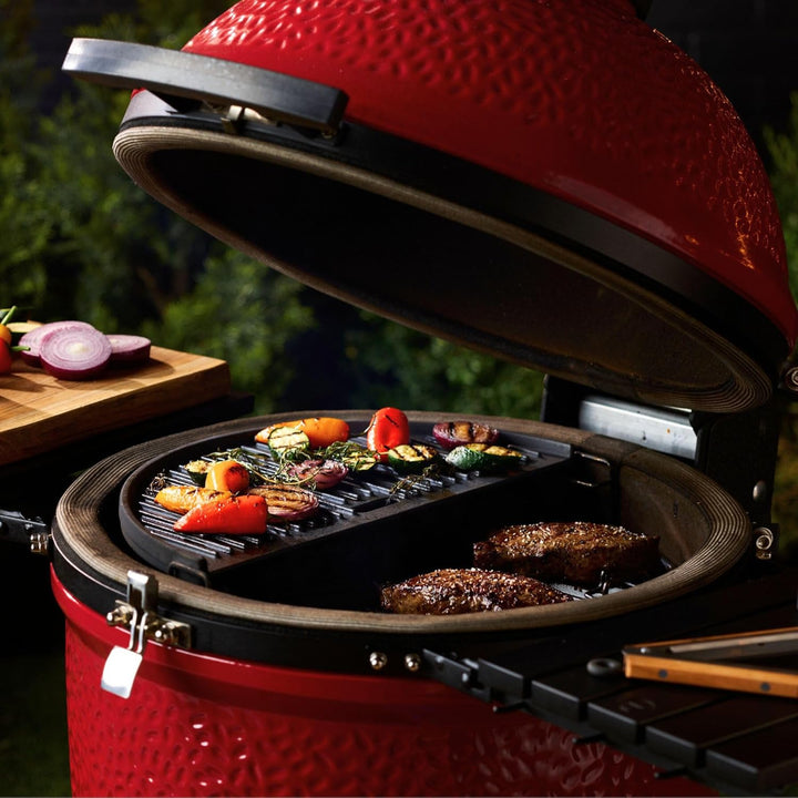 KamadoJoe ® - Zweiseitig verwendbare Gusseiserne Grillplatte (halbrund) - Big Joe, Zweiseitig verwen