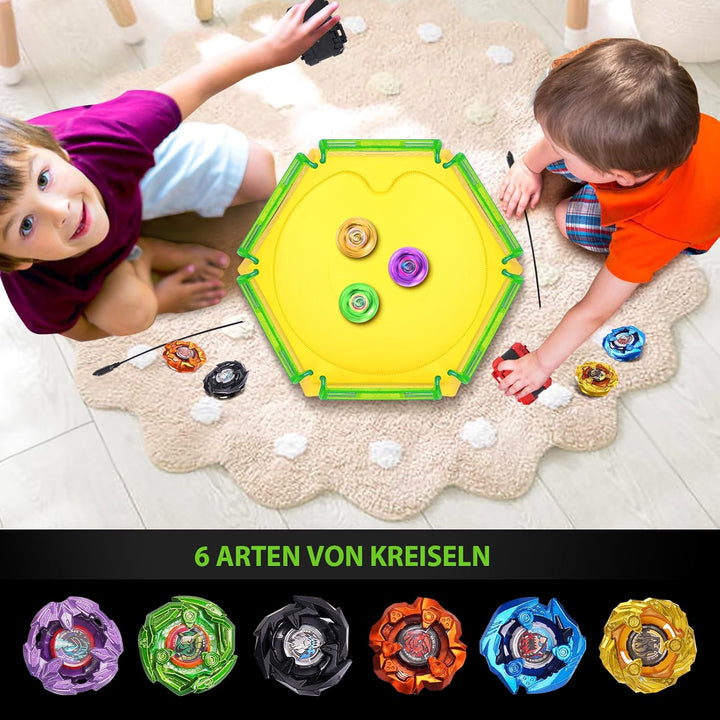 Kreisel X Arena Battle Set Ausgestattet mit X Acceleration Rail - 6 Kampfkreisel, 2 Launchers und St