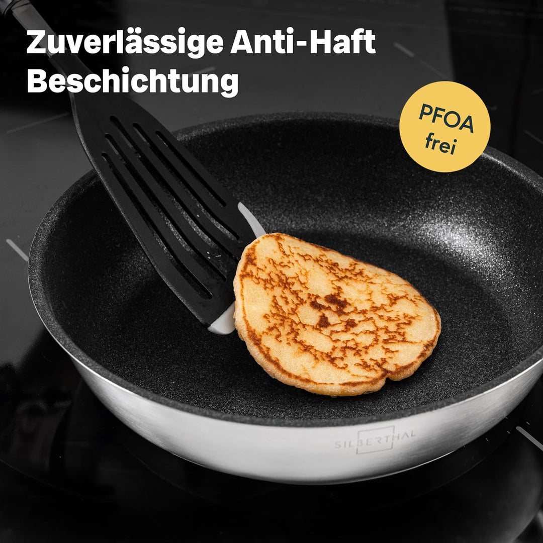SILBERTHAL Induktion Pfannen Set - Bratpfannen 2er Set - Induktionsgeeignet - 28cm & 24cm - Edelstah
