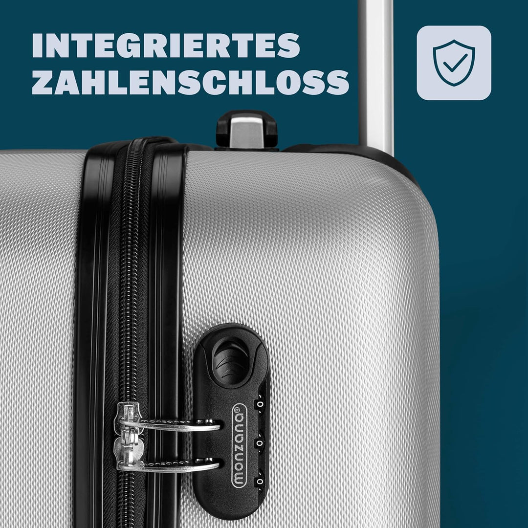 Monzana® Koffer Baseline Handgepäck ABS Hard Case Gehäuse gummierte Rollen Teleskopgriff Zahlenschlo