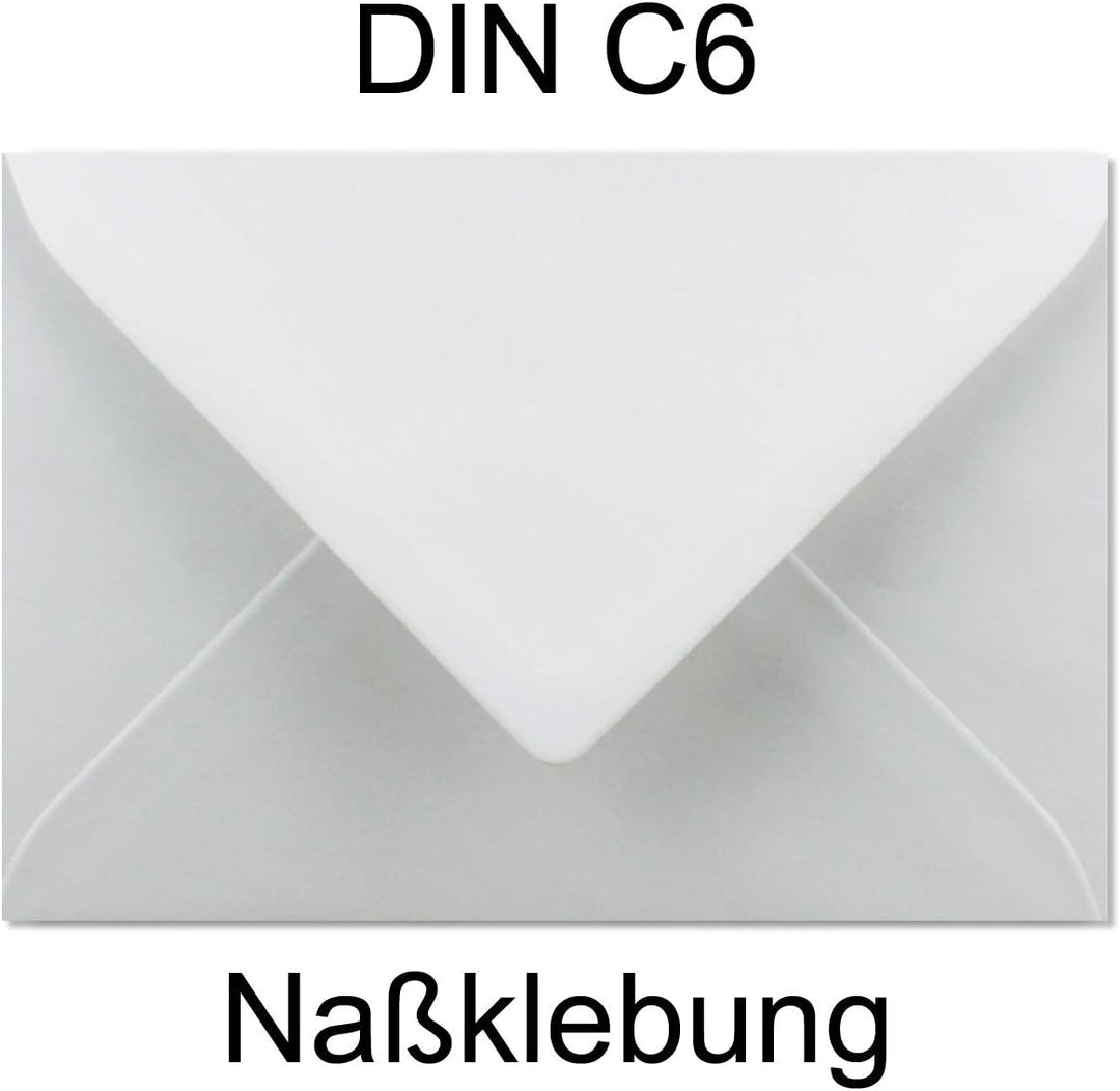 100x Briefumschläge DIN C6-11,2 x 16 cm - mit Nassklebung - Farbe: Weiss - Grammatur: 90 Gramm pro m