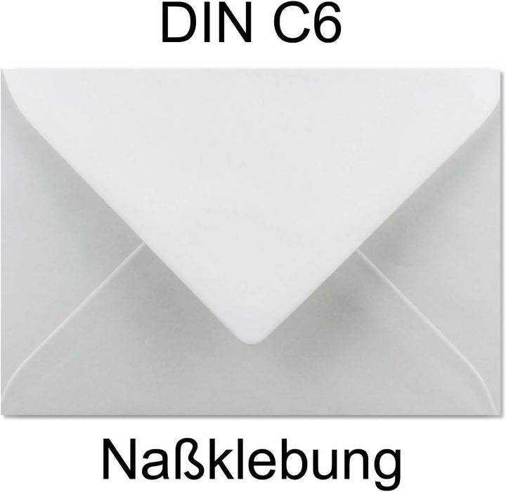 100x Briefumschläge DIN C6-11,2 x 16 cm - mit Nassklebung - Farbe: Weiss - Grammatur: 90 Gramm pro m