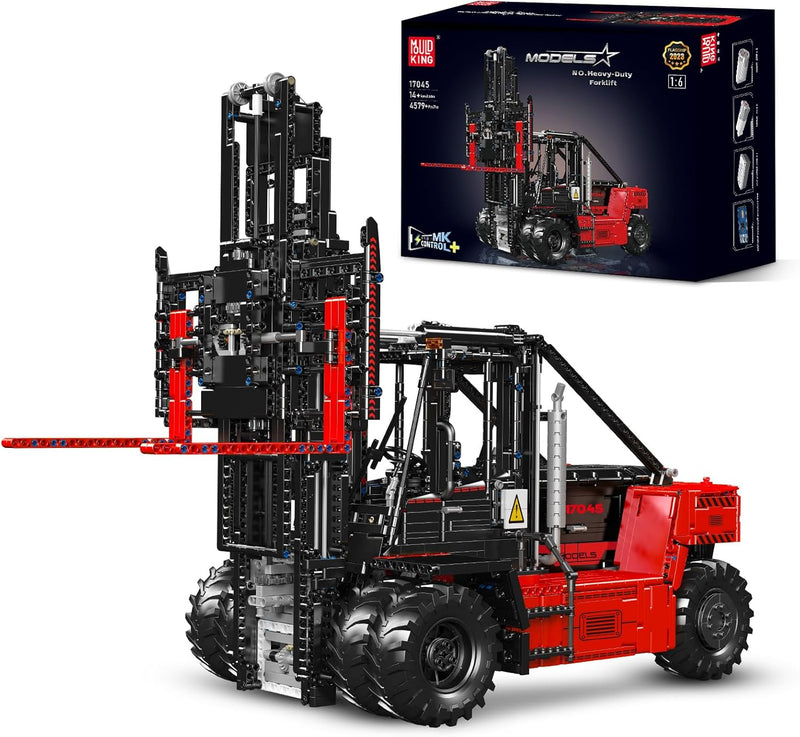 Mould King 17045 Technik Schwerlast-Gabelstapler, Modellbausatz für Erwachsene im Massstab 1:6 mit a