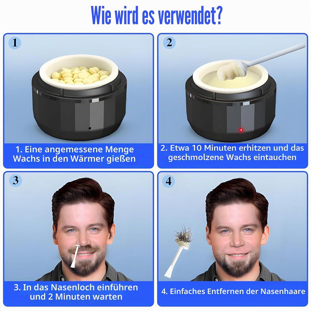 Nasenwachs Männer, Nasenhaarentferner für Nase und Ohren, USB-Schnellerwärmung Waxing Set mit Mini W