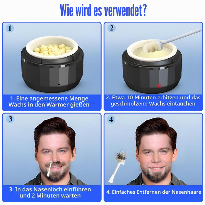Nasenwachs Männer, Nasenhaarentferner für Nase und Ohren, USB-Schnellerwärmung Waxing Set mit Mini W