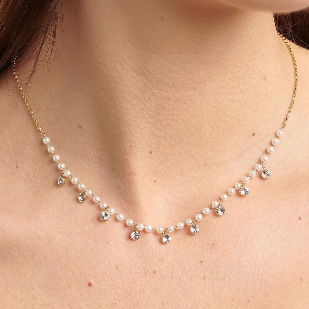 Brosway Chant BAH84 Steel golden Crystals and Pearls Woman Necklace